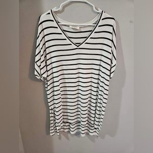V-Neck Stripe Hi Low Tunic Tee